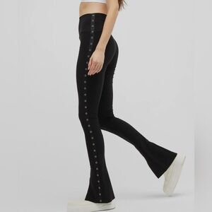 $295 Norma Kamali Women's Black Snap Ribbon Spat Leggings Pants Size XS